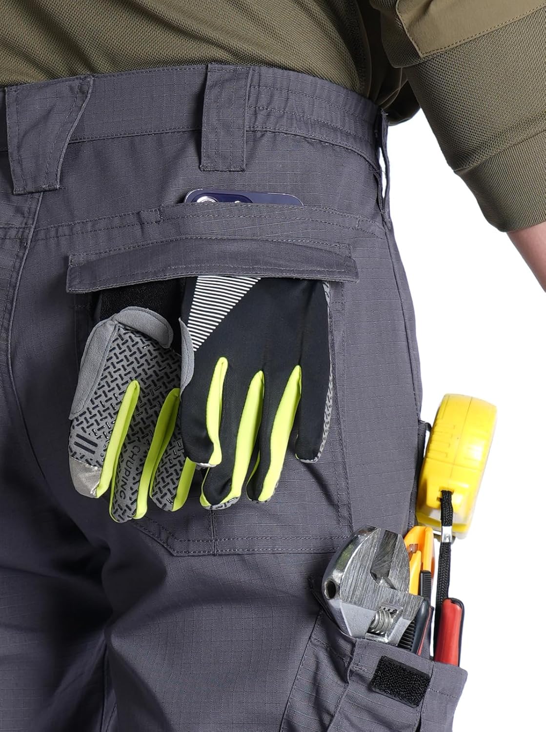 Thumbnail 2 de SPOSULEI Herren Cargohose Leichte Outdoor-Wanderhose im Ripstop-Look, Dunkelgrau (44W/30L)