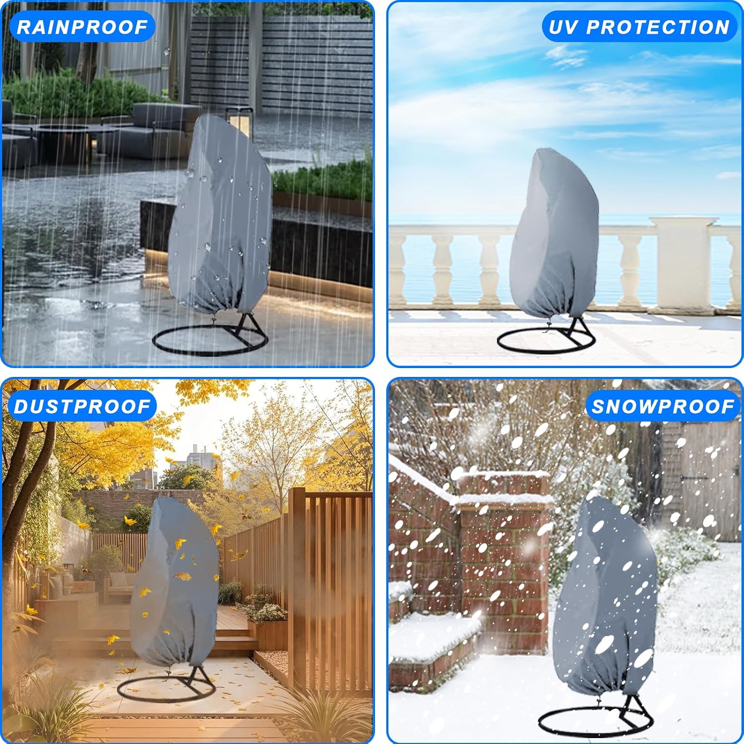 Thumbnail 4 de Emwel 190x115cm Hanging Chair Cover – Egg Swing Chair Cover for Outdoor Use