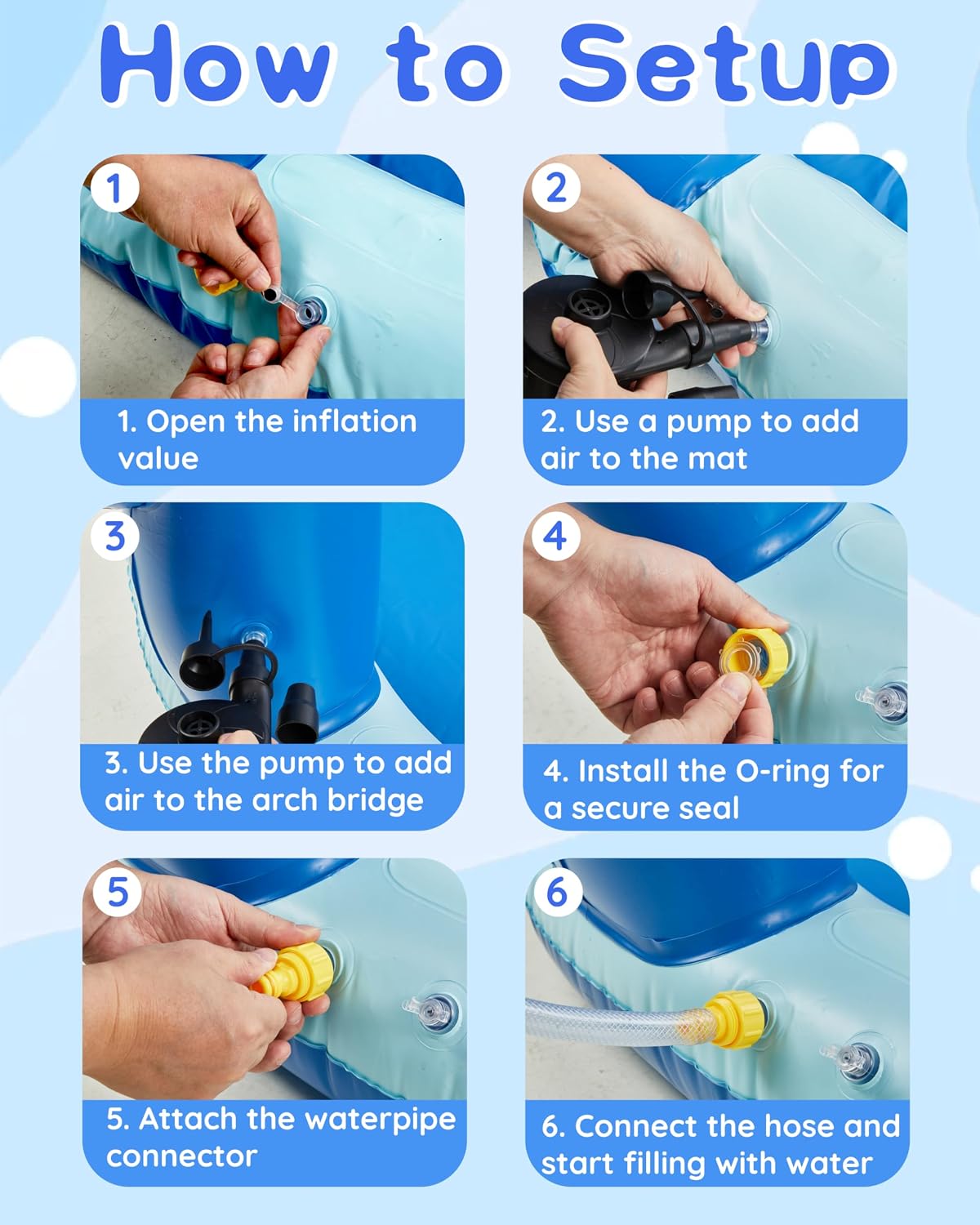 Thumbnail 4 de Gleamkid Splash Pad 4-In-1 Inflatable Shark Water Toys: A practical outdoor sprinkler with Ring Toss for UK summer fun