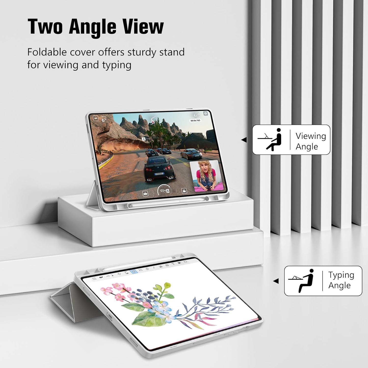 Detalle de ProCase Smart Case for Galaxy Tab S10 Lite/S10 FE/S9 FE 10.9-Inch – Silver