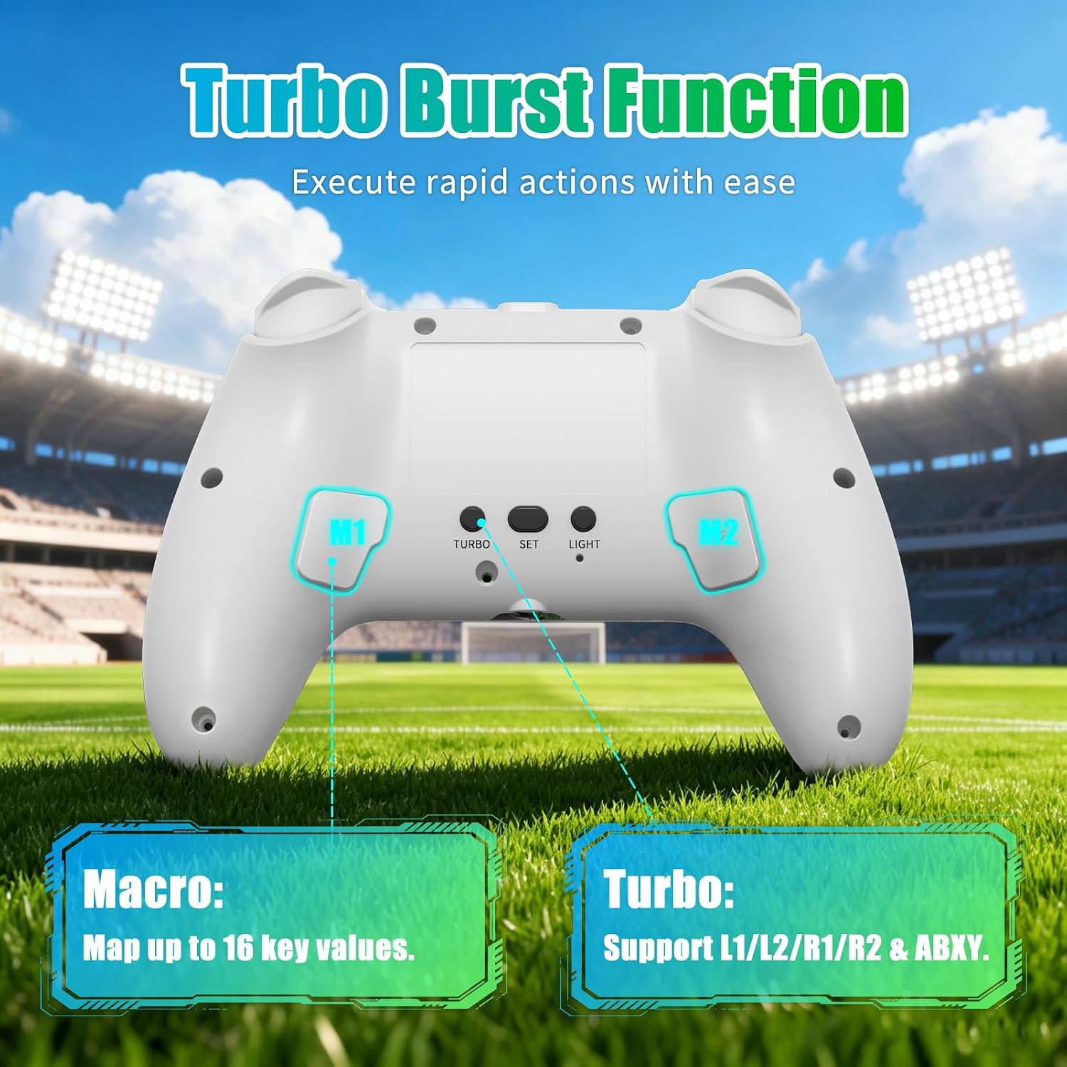 Thumbnail 6 de YUYIU Wireless LED Controller for PS5, Hall Effect Sticks, Programmable Buttons