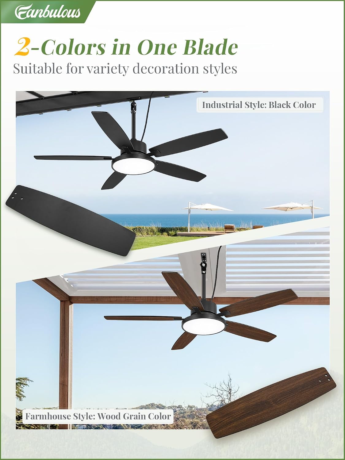 Detalle 1 de Fanbulous outdoor ceiling fan 52-inch