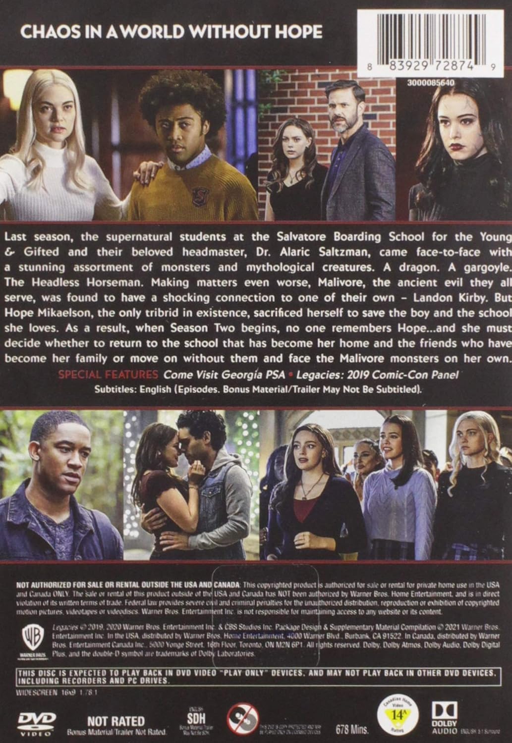 Detalle de Legacies: The Complete Second Season DVD, 3-Disc Drama in English