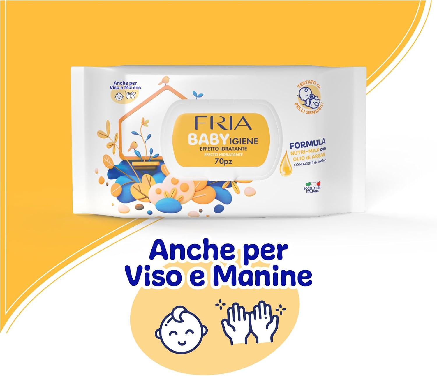 Detalle de FRIA 090015B Baby Wipes, 72 Count, Nutri-Milk and Argan Oil