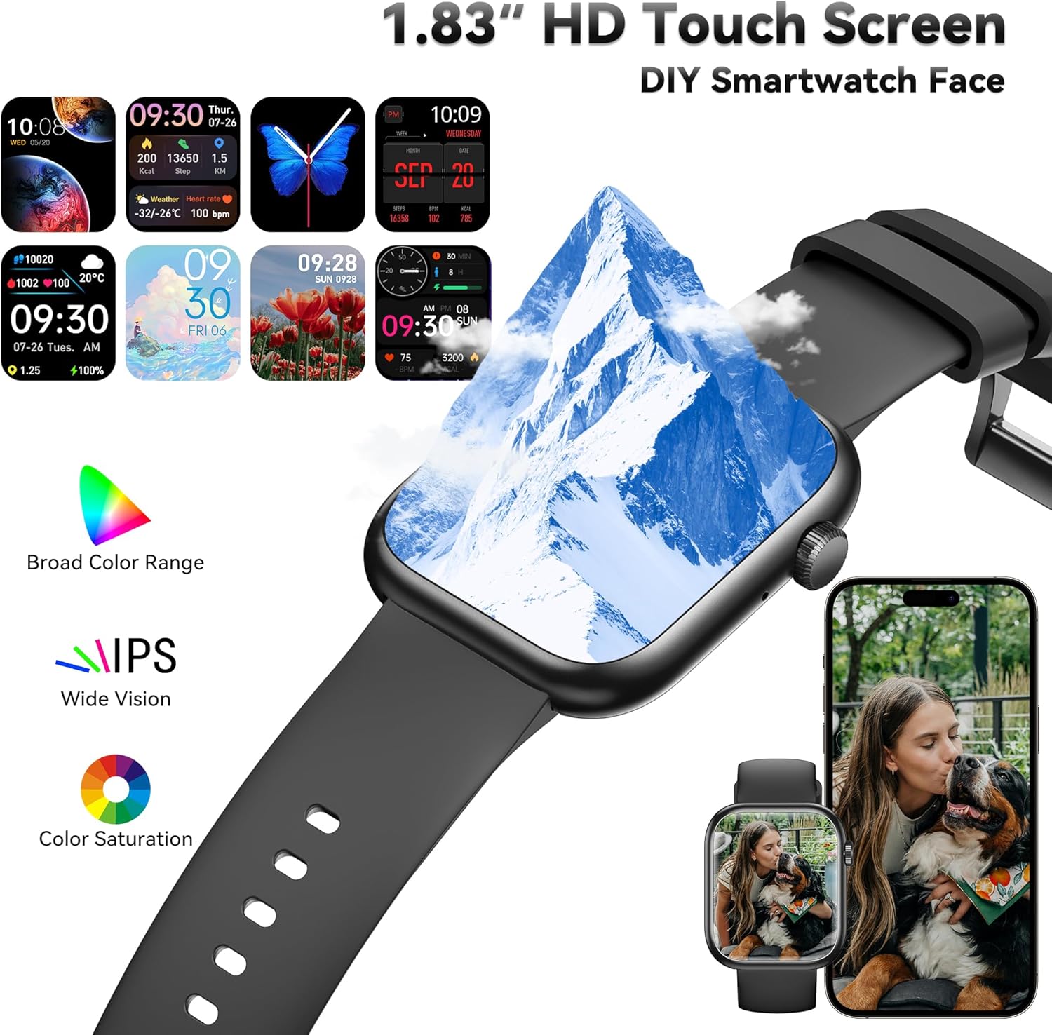 Thumbnail 5 de Smart Watch for Men & Women (Answer/Make Call) – 1.83" Fitness Tracker with Heart Rate, BP, 120+ Sports Modes, IP68