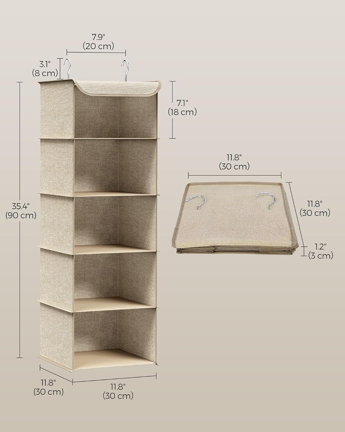 Detalle de SONGMICS Hanging Wardrobe Storage Organisers 5‑tier