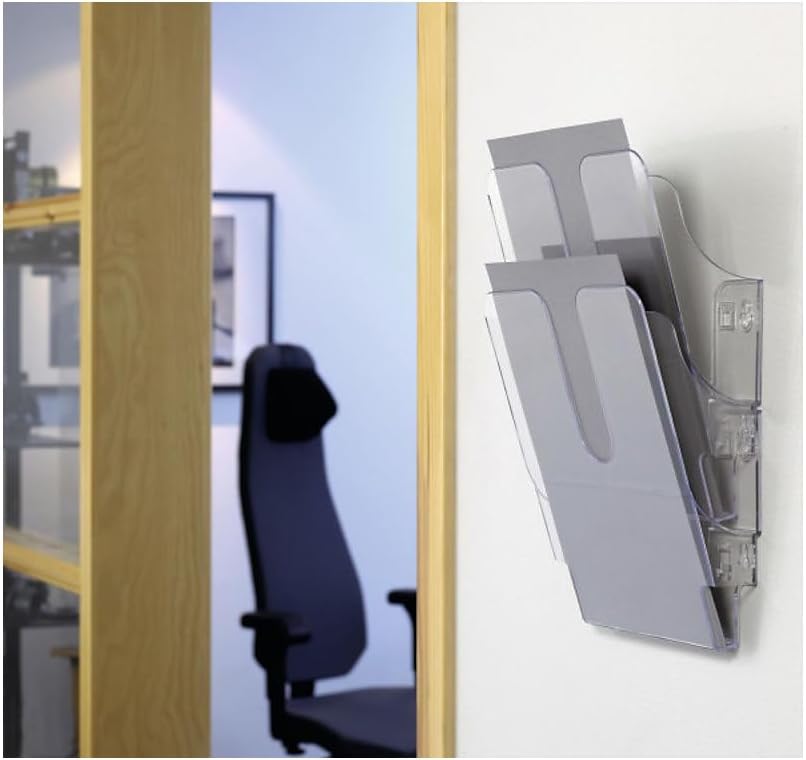Detalle de Durable FlexiPlus 2 vägghängt broschyrställ, A4 stående, transparent plast