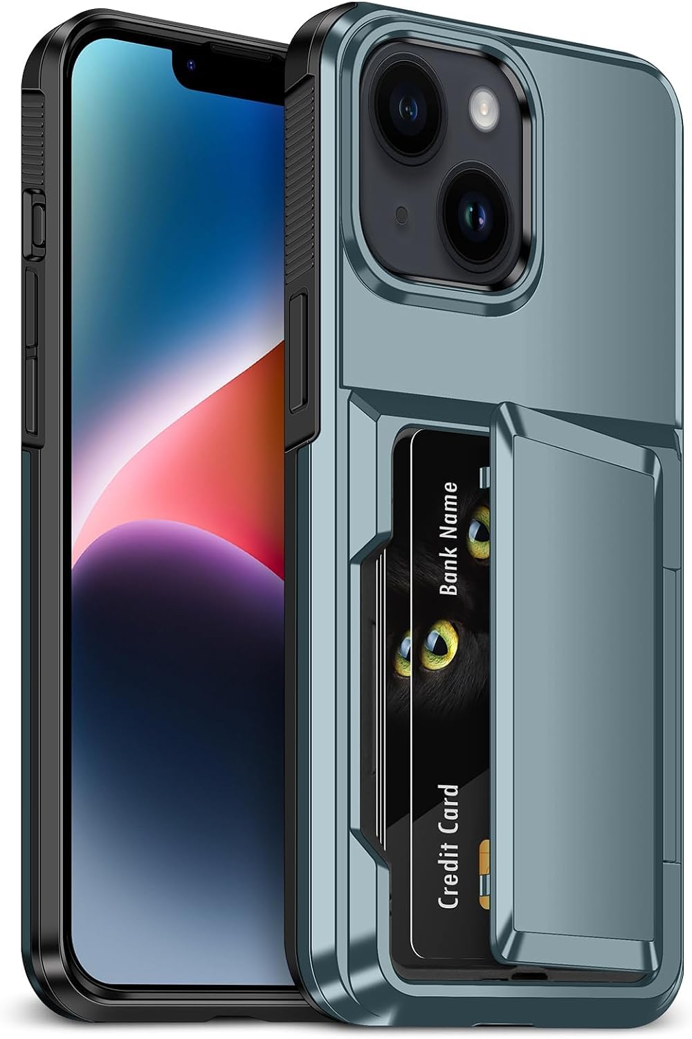 Detalle de Aolcev iPhone 14 Case with Card Holder: Slim Wallet meet Heavy-Duty Protection