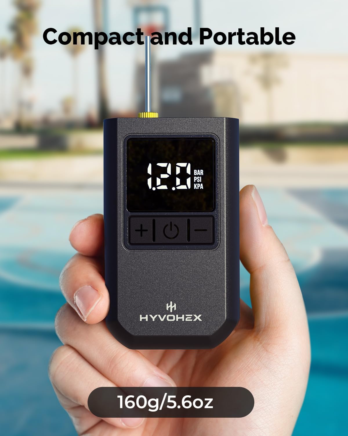 Detalle de HYVOHEX Portable Electric Ball Pump with Digital LED Display and Preset Pressure