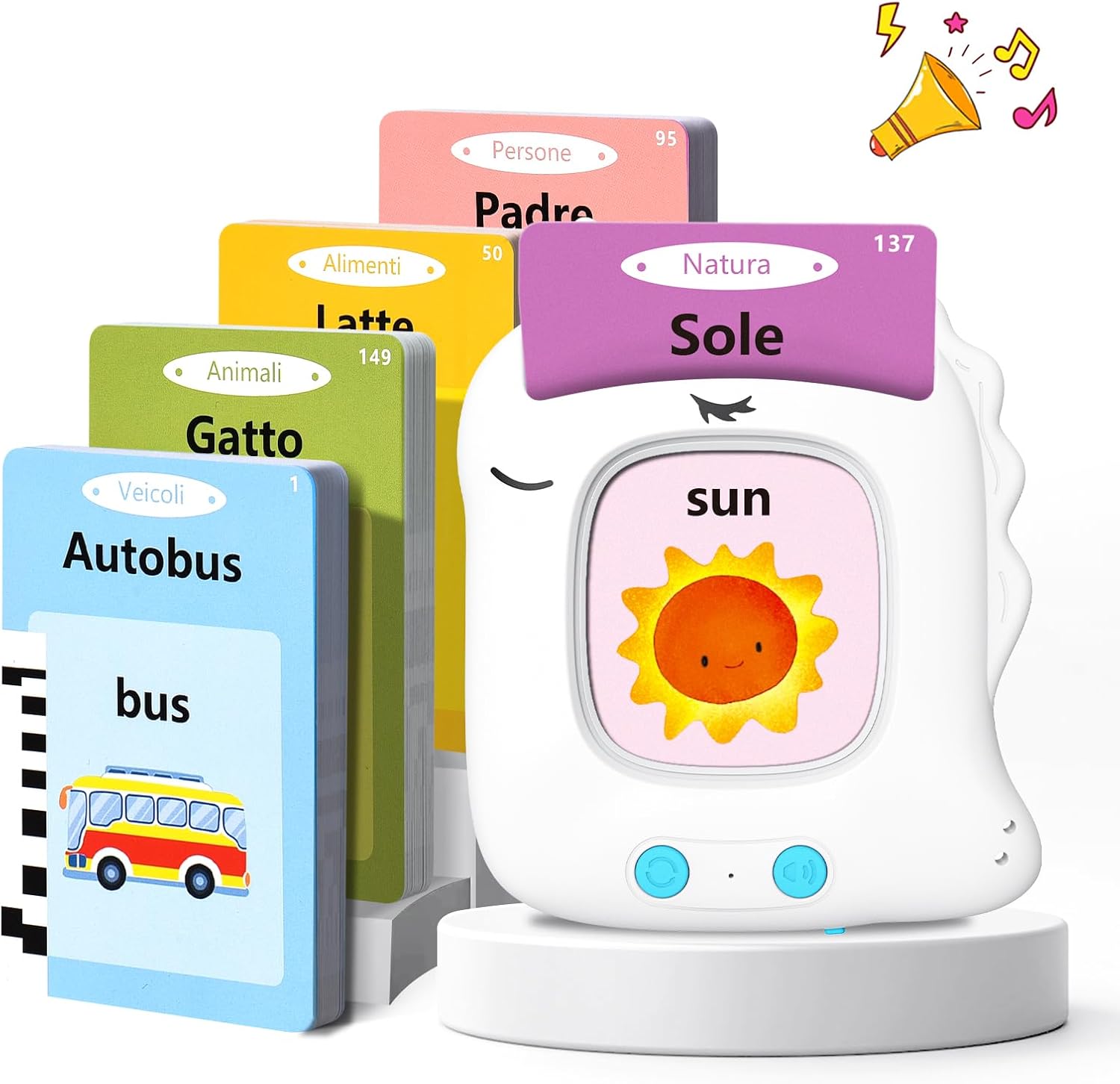 Talking Flash Cards Parlanti – 224 parole in schede per bambini 3+ (un origunico per apprendimento e logopedia)