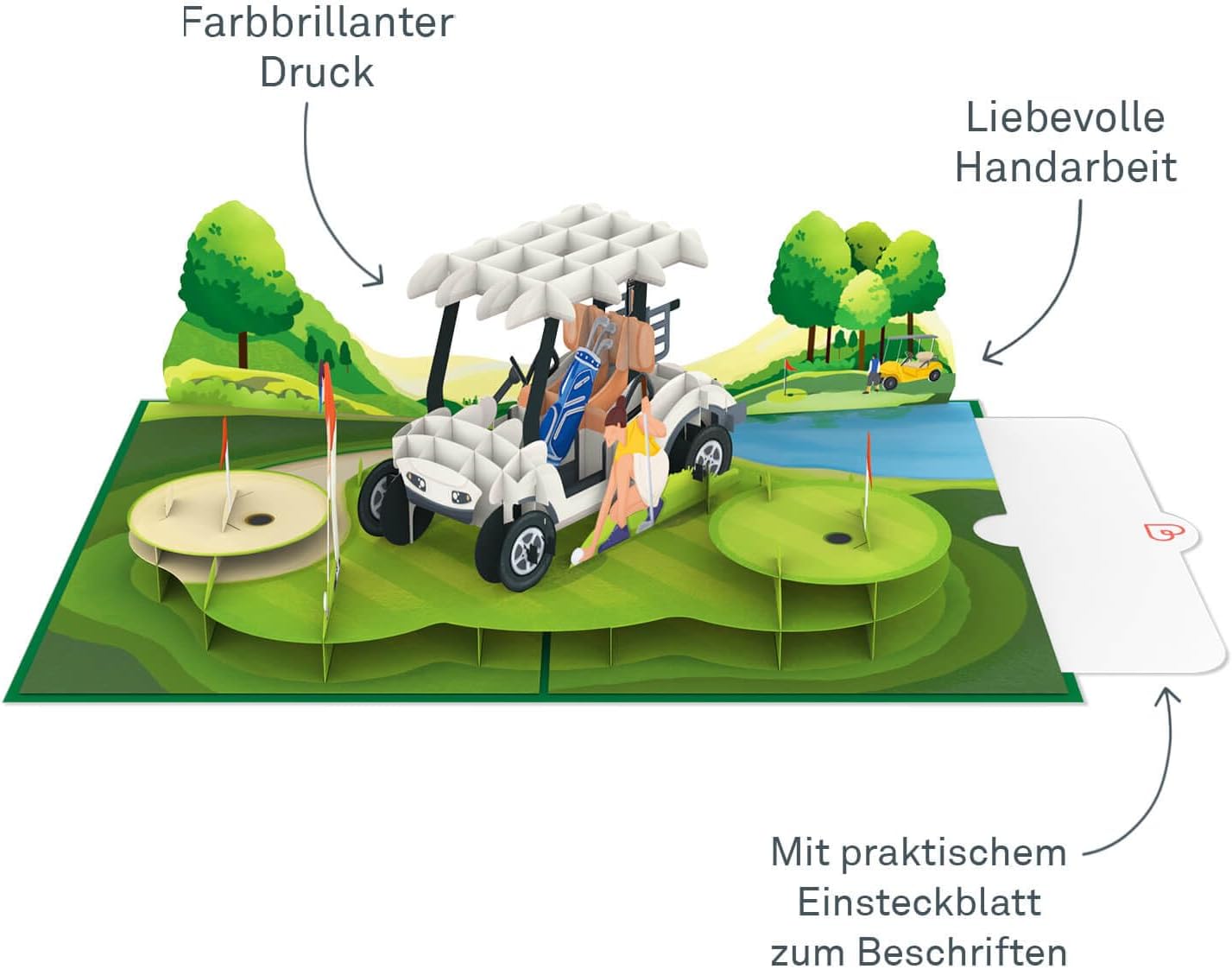 Thumbnail 1 de papercrush Carte pop-up de golf 3D pour anniversaire (caddy qui se déploie)