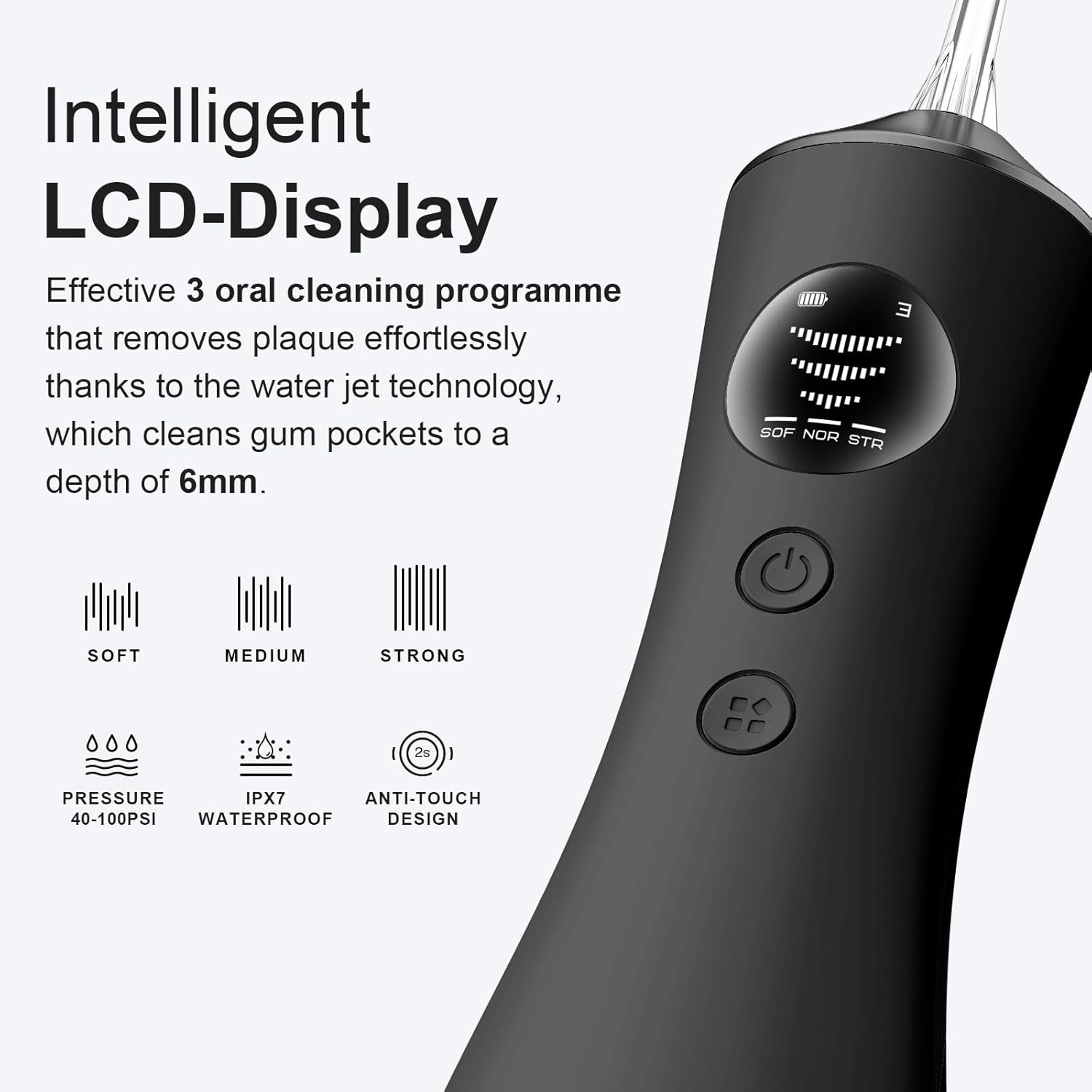 Thumbnail 2 de BUZHIWU Cordless Water Flosser for Teeth with 300ml Tank, Screen Display, 3 Modes & 3 Tips, IP68 Waterproof