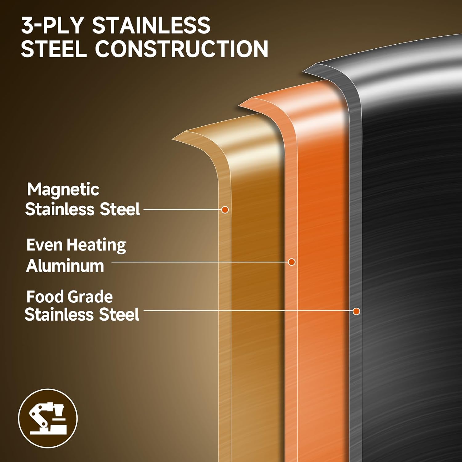 Thumbnail 1 de LOLykitch 26 cm Tri-ply Stainless Steel Frying Pan with Lid