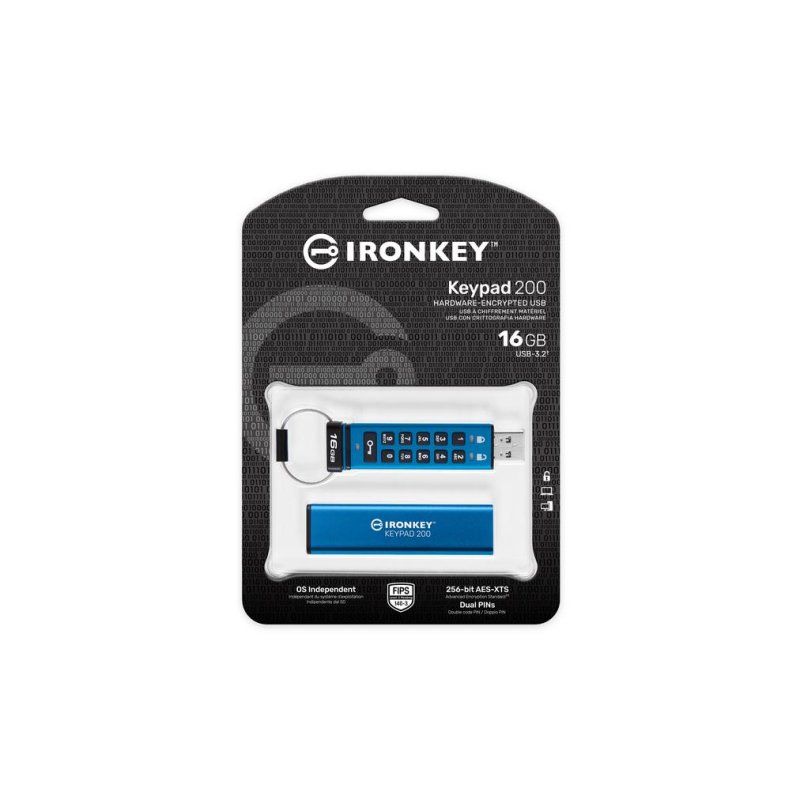 Detalle 2 de Kingston IronKey Keypad 200 16GB: USB cifrada FIPS 140-3 Nivel 3 con teclado integrado