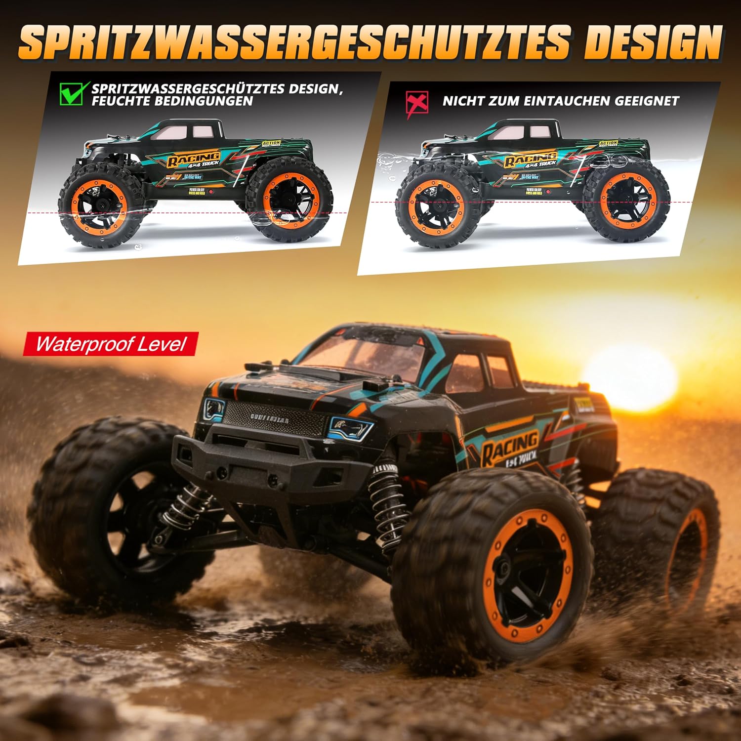 Detalle 2 de HAIBOXING Ferngesteuertes Auto 4WD 1:16 36 km/h Geländewagen