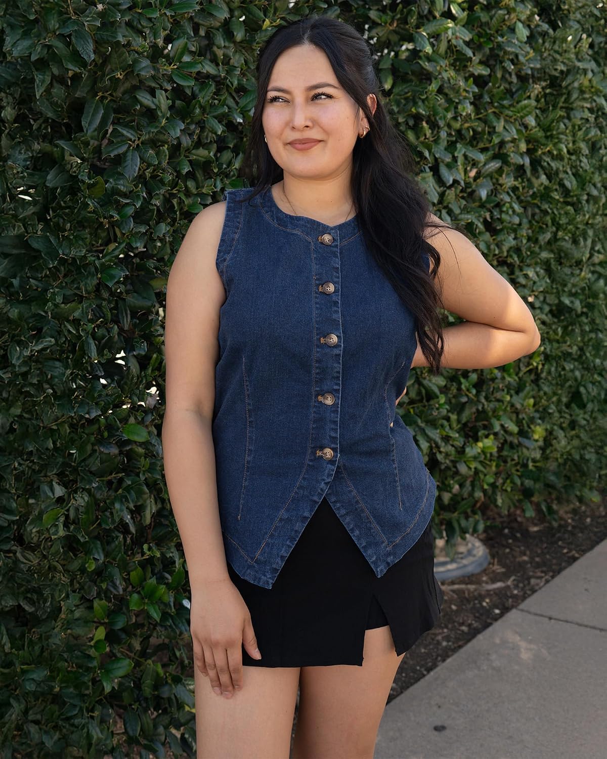 Detalle de luvamia Denim Vest for Women: Sleeveless Stretchy Jean Waistcoat