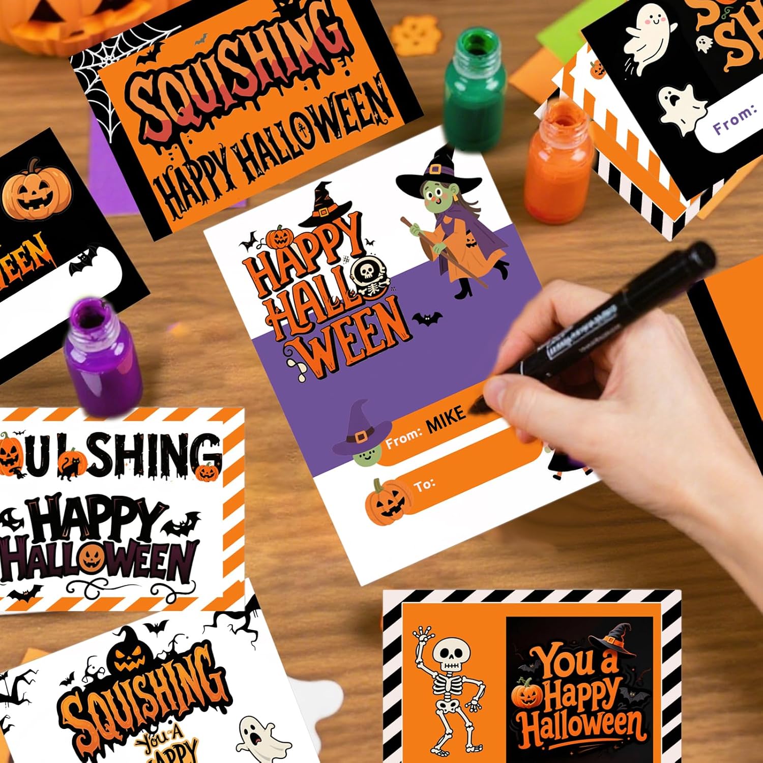 Detalle de DKJOAZ 24-Pack Halloween Mochi Squishy Toys with Cards, Non-Candy Party Favors