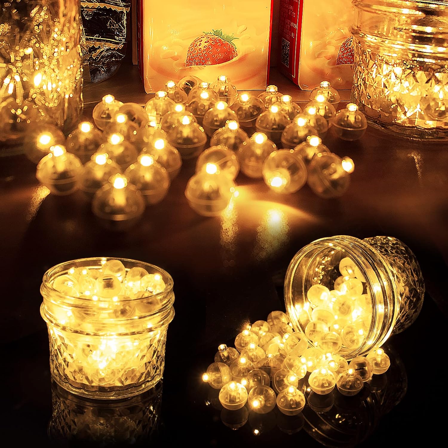 Detalle de Aogist Aogist-01 LED Balloon Lights, 100 Count, Warm White and Waterproof