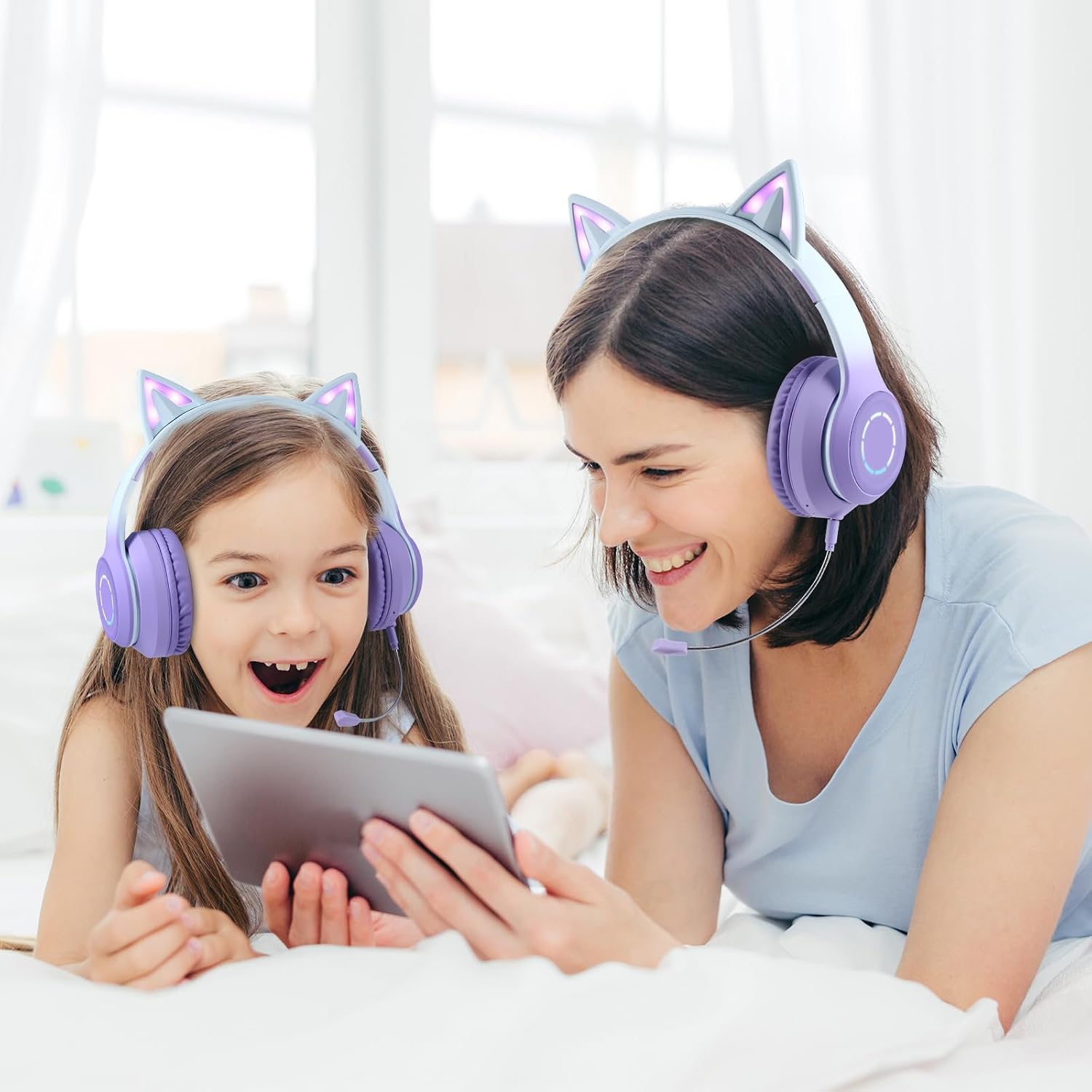 Thumbnail 6 de Sendowtek Casque sans Fil pour Enfant avec Microphone Intégré et LED RGB — Bluetooth 5.1 Violet