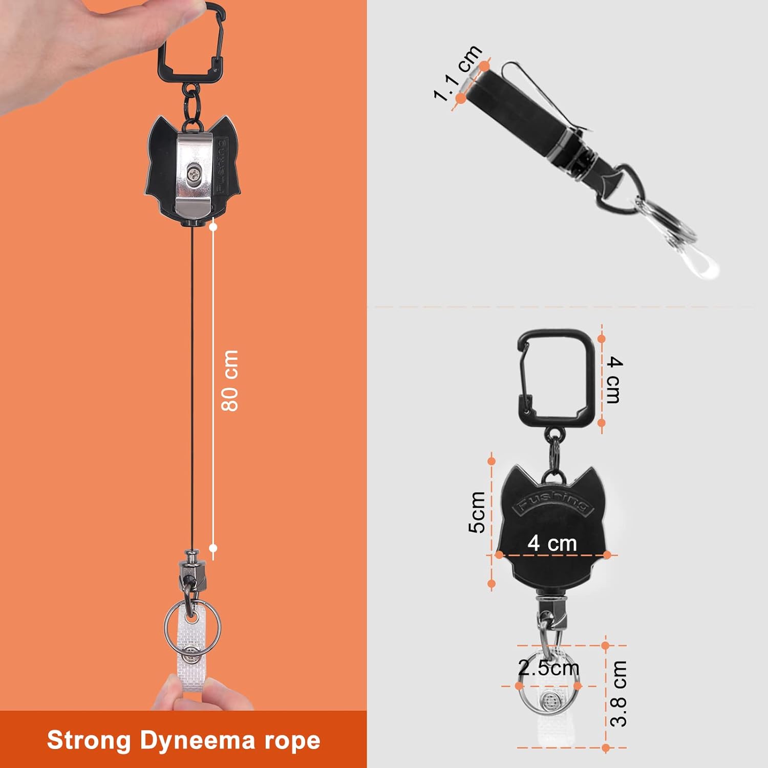 Thumbnail 1 de Retractable Keychain Keyring Heavy Duty – BiaoGan 2 Pack Metal Retractable Badge Holder with 80cm Cord