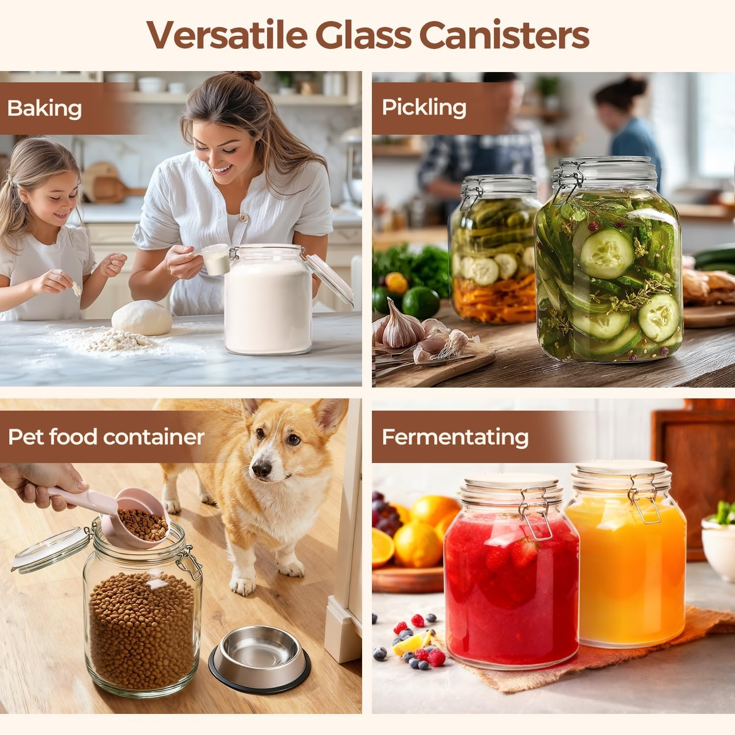 Thumbnail 5 de ComSaf Glass Mason Jars 0.7 Gallon 🥫