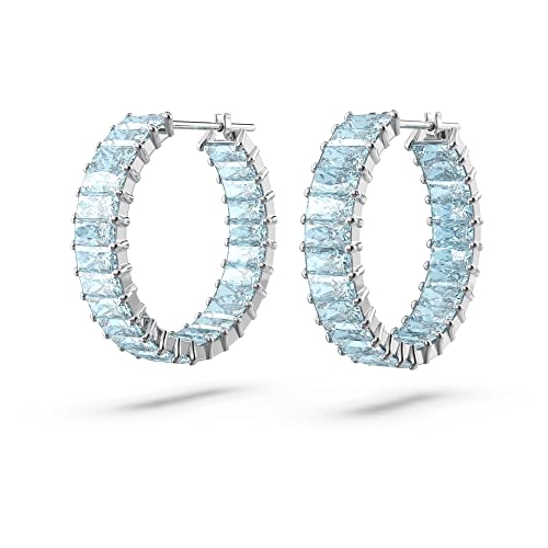 Detalle de Swarovski Pendientes de aro Matrix aguamarina Talla Princesa 💍