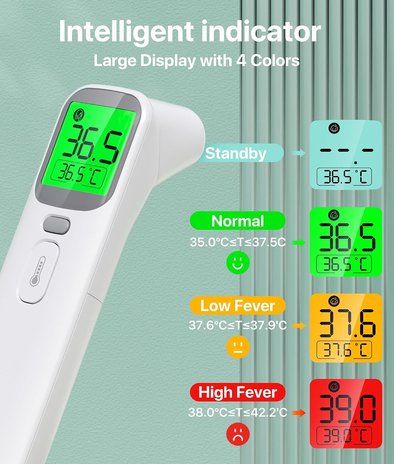Detalle 2 de FACEIL AOJ-20A Infrared Thermometer for Forehead and Ear, 40-Reading Memory