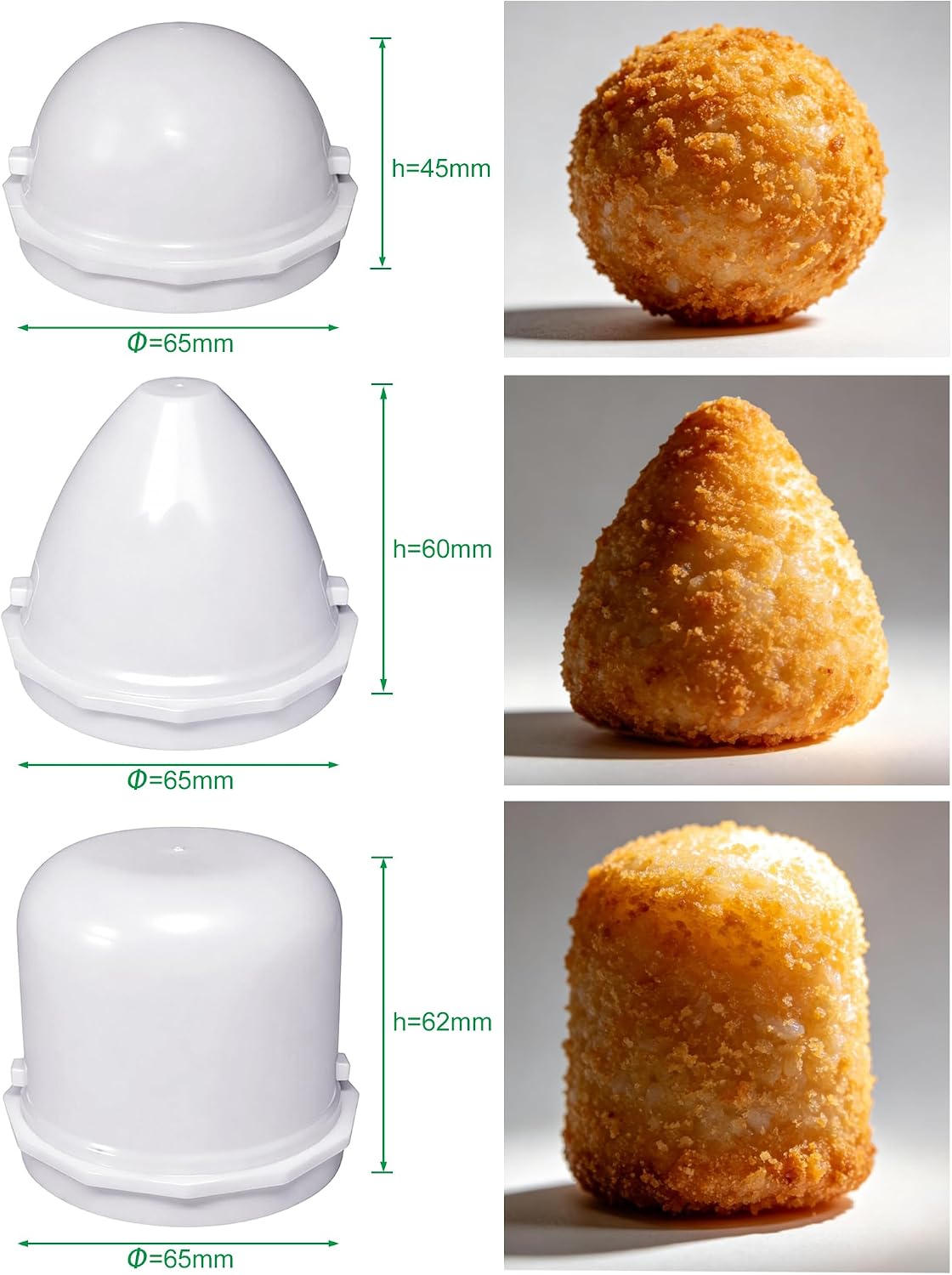 Detalle de Onigiri Mould Rice Ball Mold 3-in-1: 3 Shapes, Reusable Plastic Sushi Maker for Home and Restaurant Use