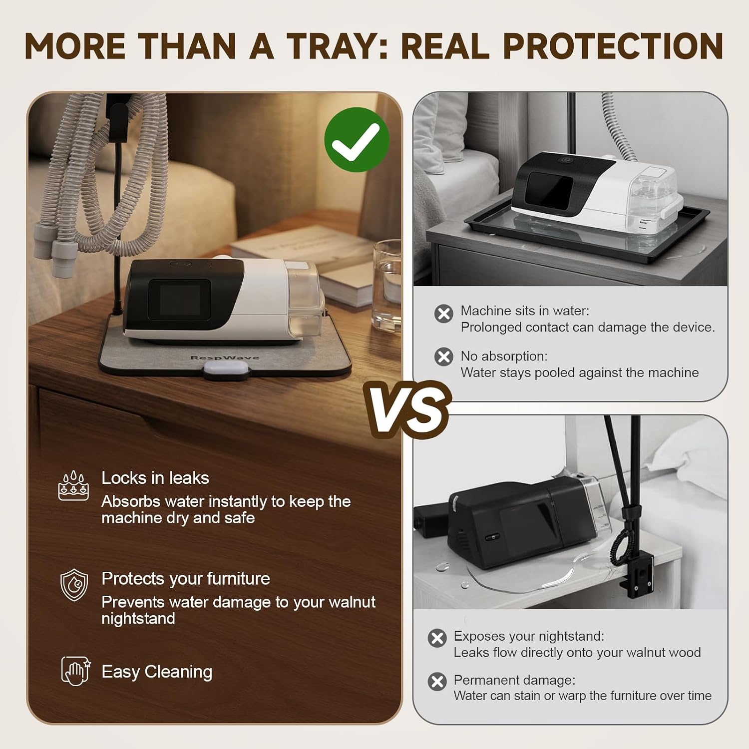 Detalle de CPAP Hose Holder with Absorbent Mat