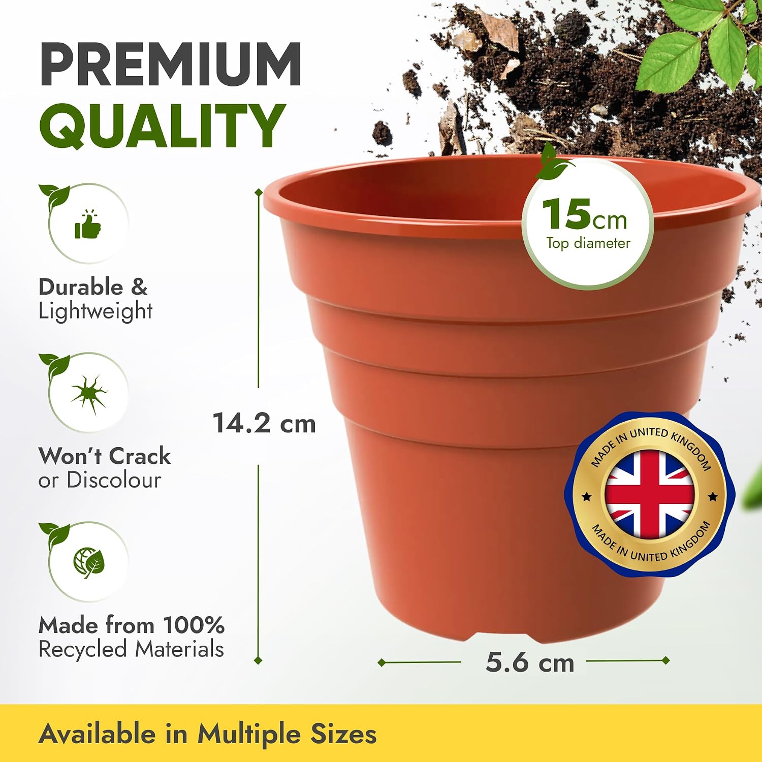 Detalle de Happy Pots 15cm plant pot 5 pack