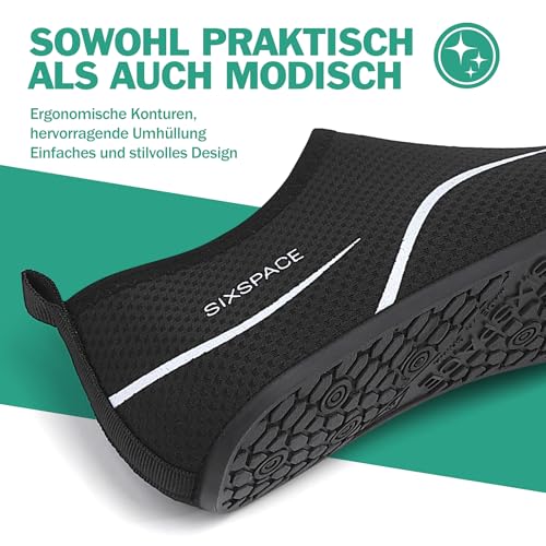 Detalle de Sixspace Badeschuhe Damen & Herren Wasserschuhe Schwarz, Größe 37 EU – flexibel, schnell trocknend
