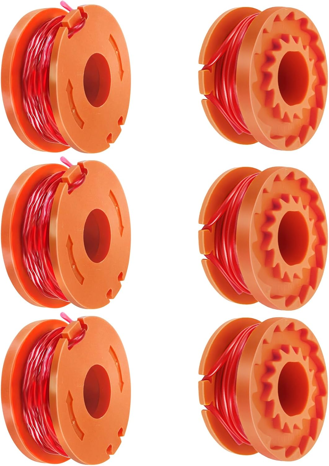 Odashen 6-piece strimmer spool replacement for Worx WX150 and select McGregor models (tool-free coil change)
