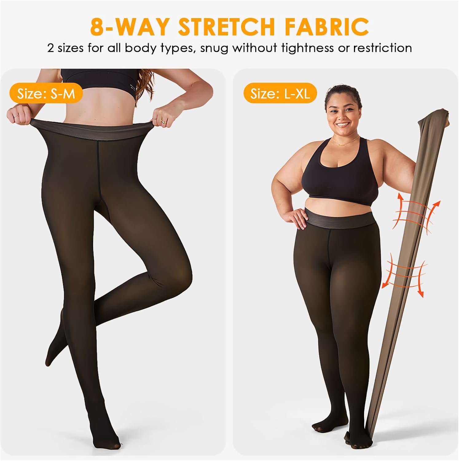 Detalle 2 de FurBall Women's Winter Fleece-Lined Tights, Faux-Translucent Look