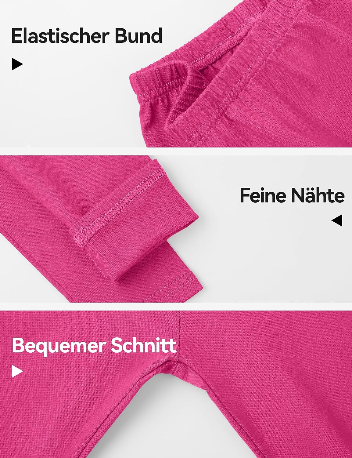 Detalle de KEREDA 3er-Pack Leggings für Mädchen – Sporthose aus Baumwolle mit Elasthan (Lang)