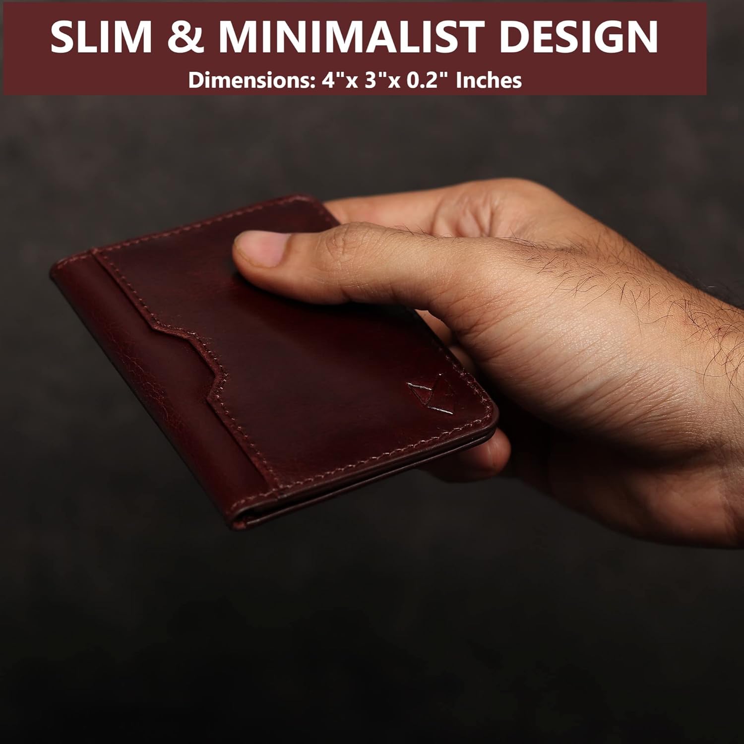 Detalle de FOXHACKLE Leather RFID Blocking Card Wallet – Slim Front Pocket Bifold