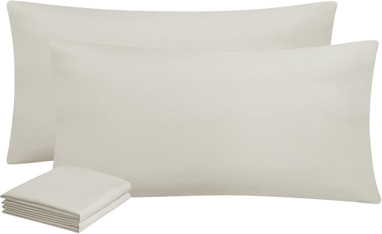 Detalle de Aisbo Kissenbezug 40 x 80 2er Set – Kopfkissenbezug 40x80 beige aus Mikrofaser mit Reißverschluss, ÖKO-TEX
