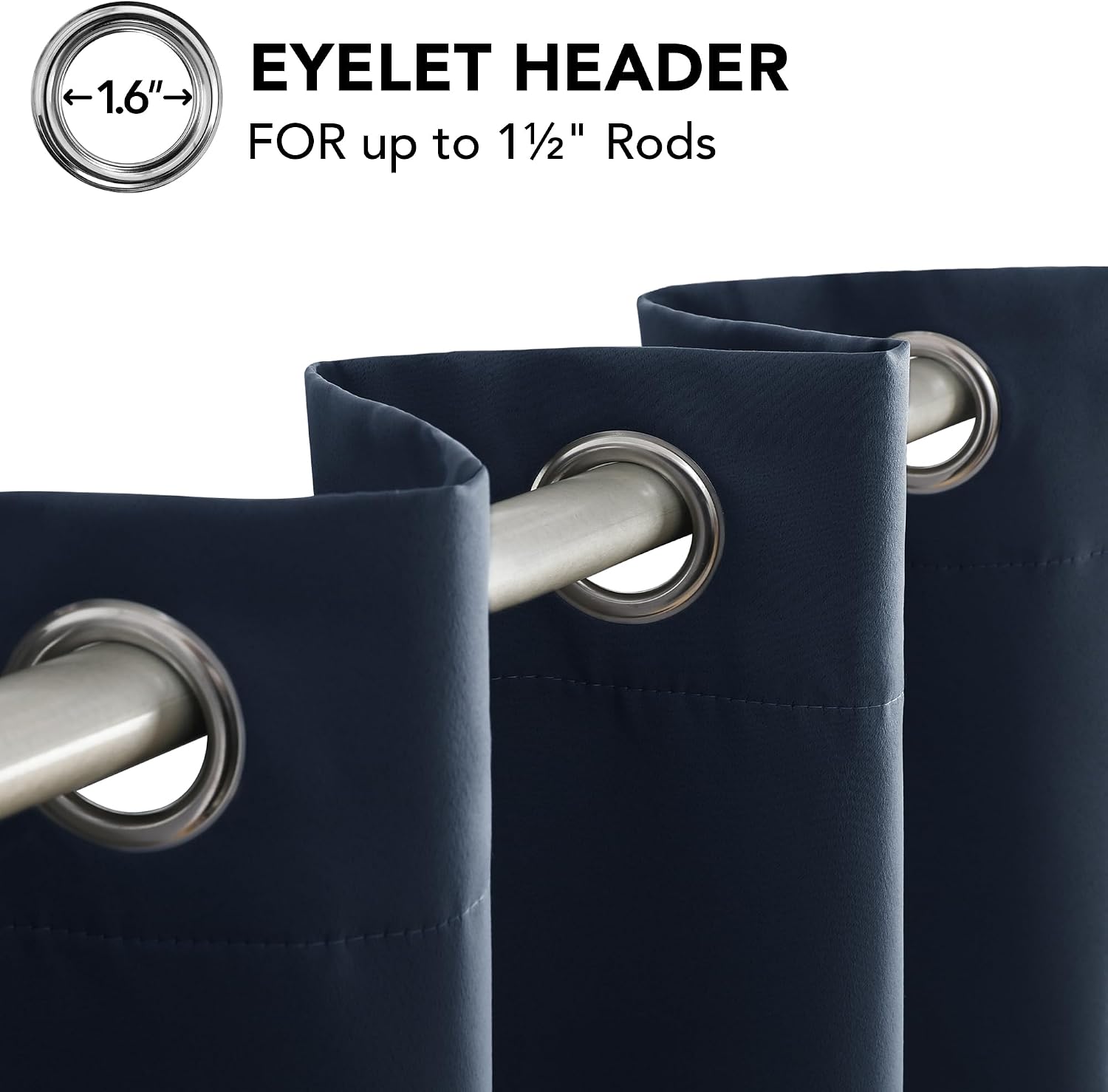 Detalle 2 de Deconovo Door Curtain: Thermal Insulated Eyelet Navy Blue 66x84" (2 Panels) ⌛