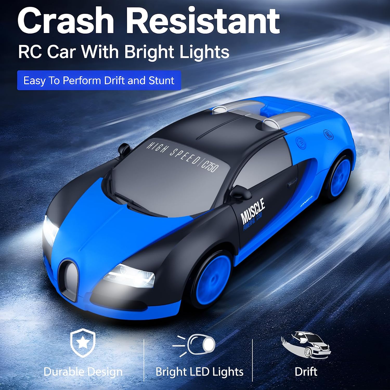 Detalle de Desdoni RC Drift Car 1:24 4WD Remote Control Car with 2.4GHz and LED Lights