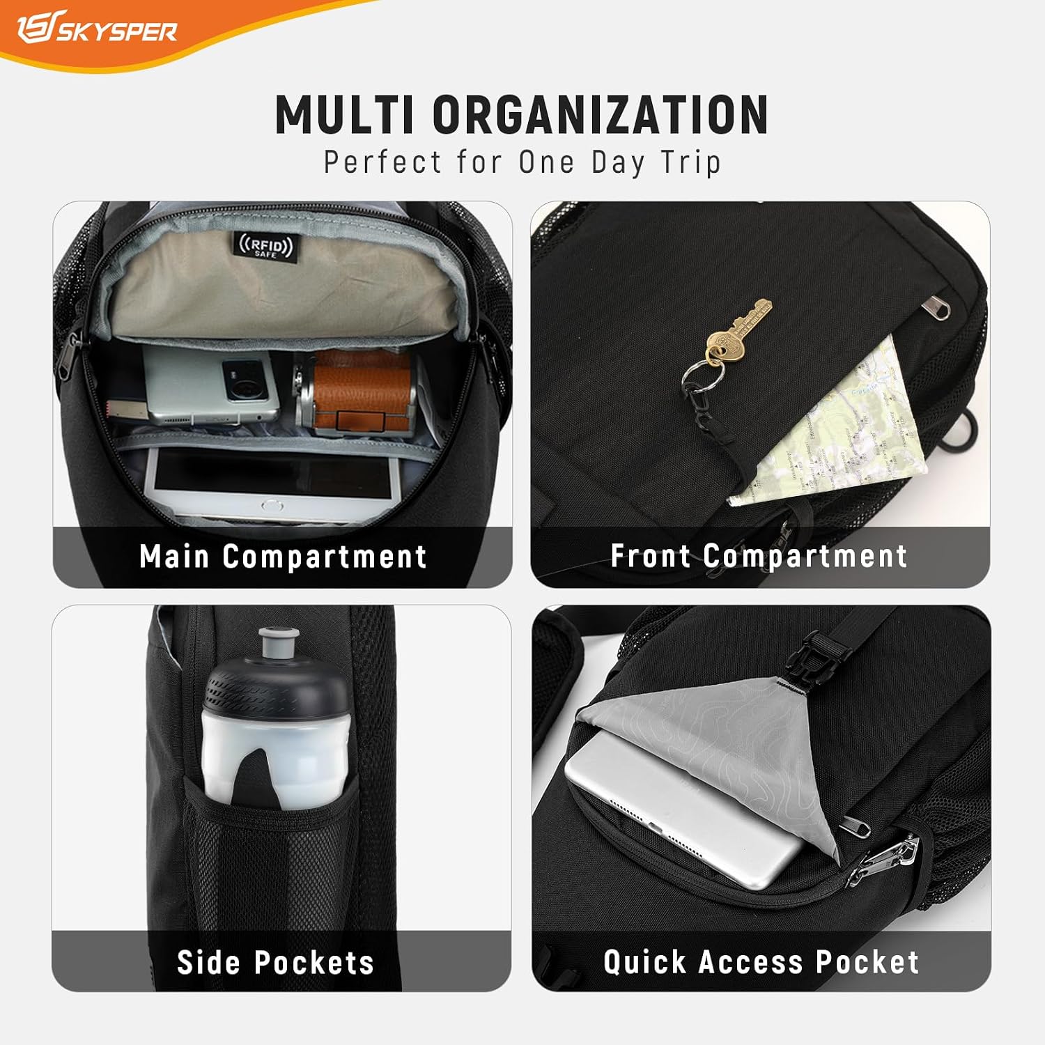 Detalle 1 de SKYSPER Sling Bag RFID Cross Body 11-inch