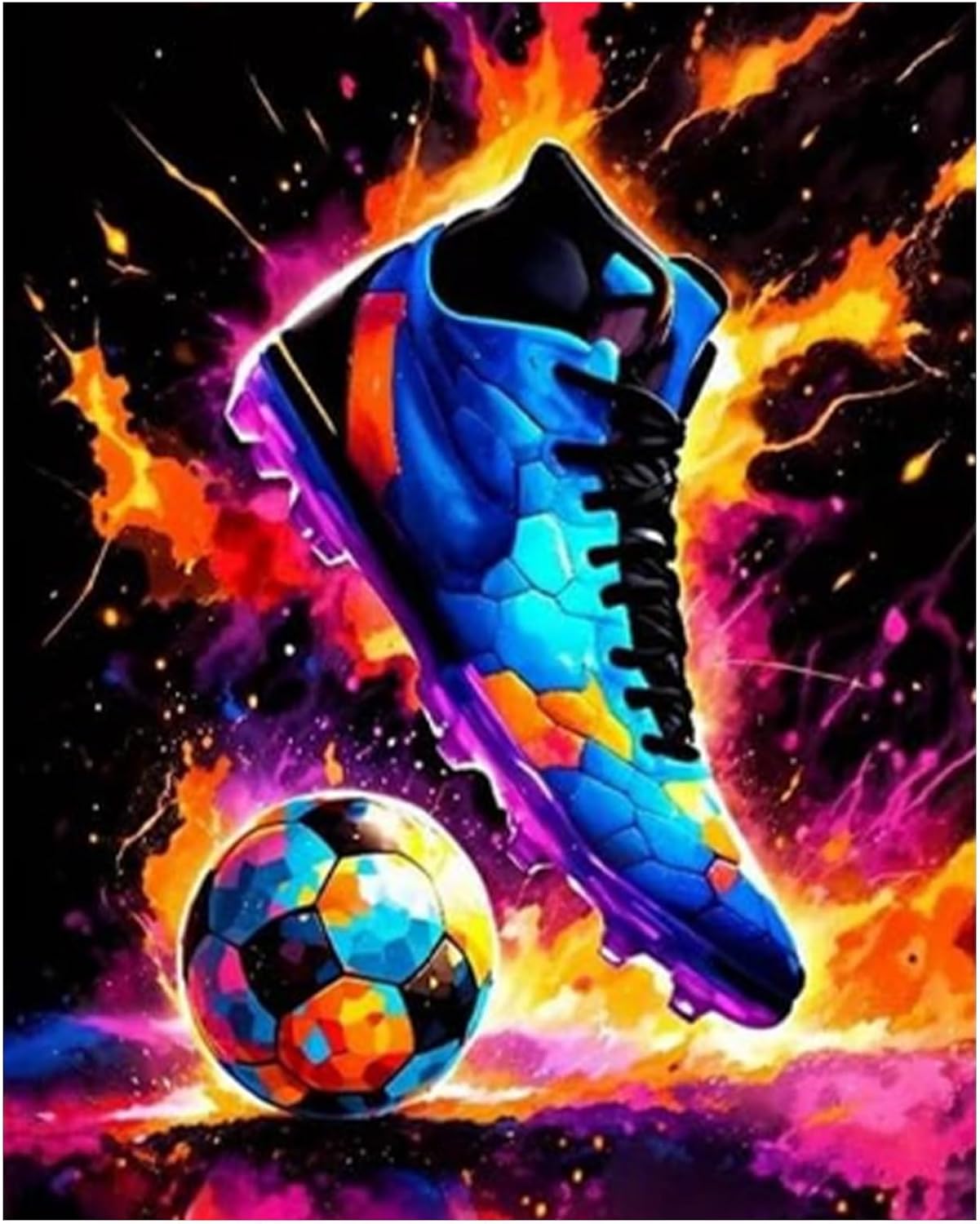 Detalle de Miquans Art Malen nach Zahlen Erwachsene Fußball (40x50 cm) – DIY Paint-by-Numbers für Wanddeko