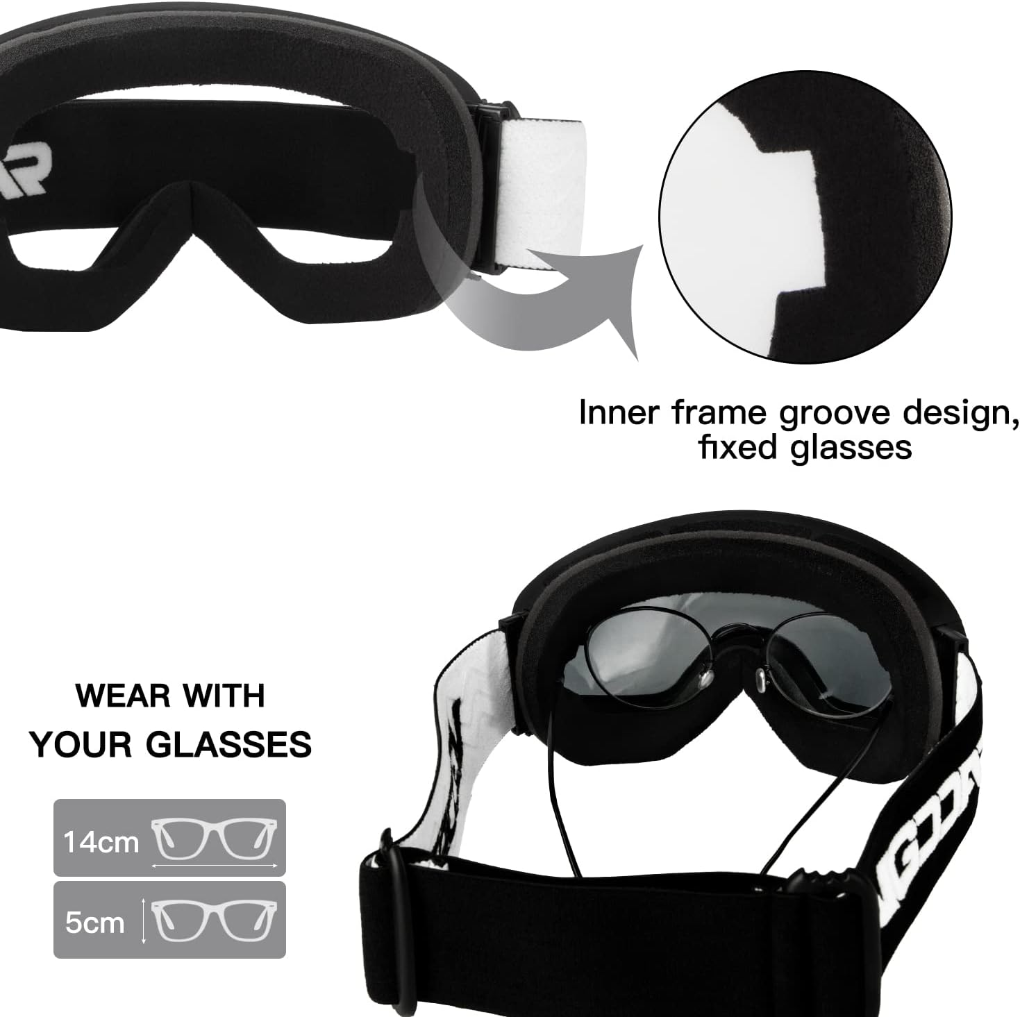 Thumbnail 2 de Vgooar OTG Ski Goggles Frameless