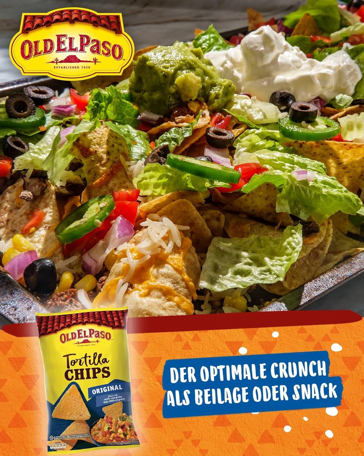 Thumbnail 2 de Old El Paso Tortilla Chips gesalzen (glutenfrei), 1 x 185 g – Packung mit 3
