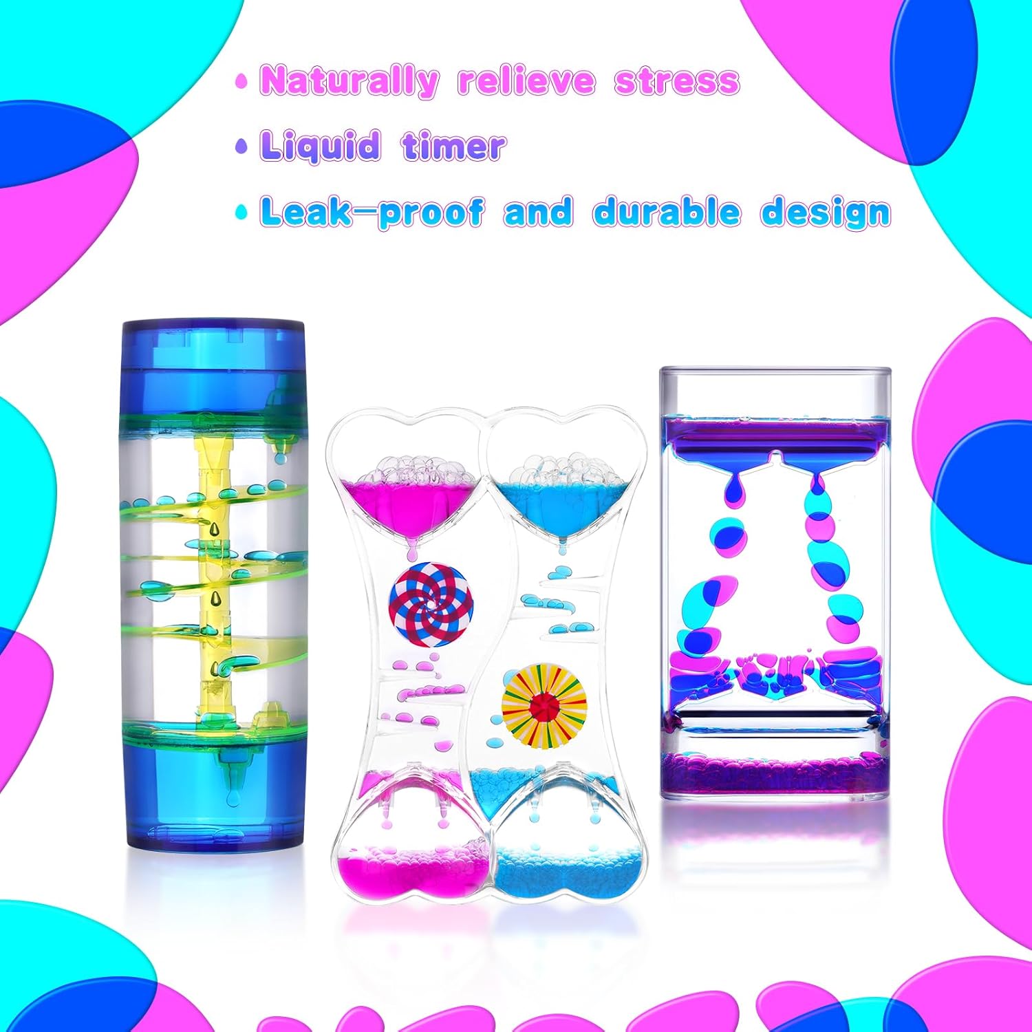 Thumbnail 3 de OSDUE Liquid Motion Bubble Timer Tropfen-Sanduhr – 3er Set (verschiedene Formen)
