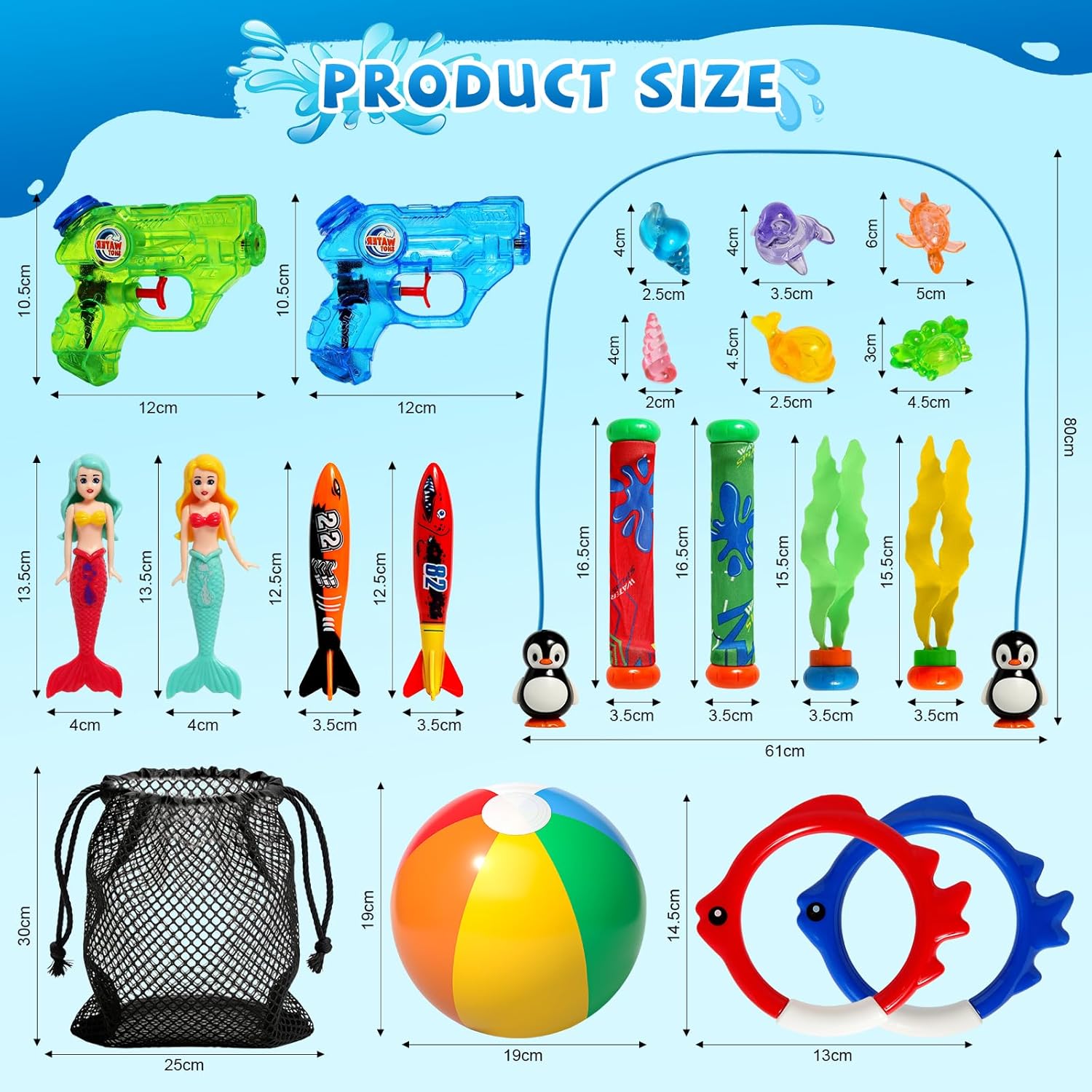 Thumbnail 6 de Diving Pool Toys for Kids — 32-Piece Water Toy Set for Summer Fun