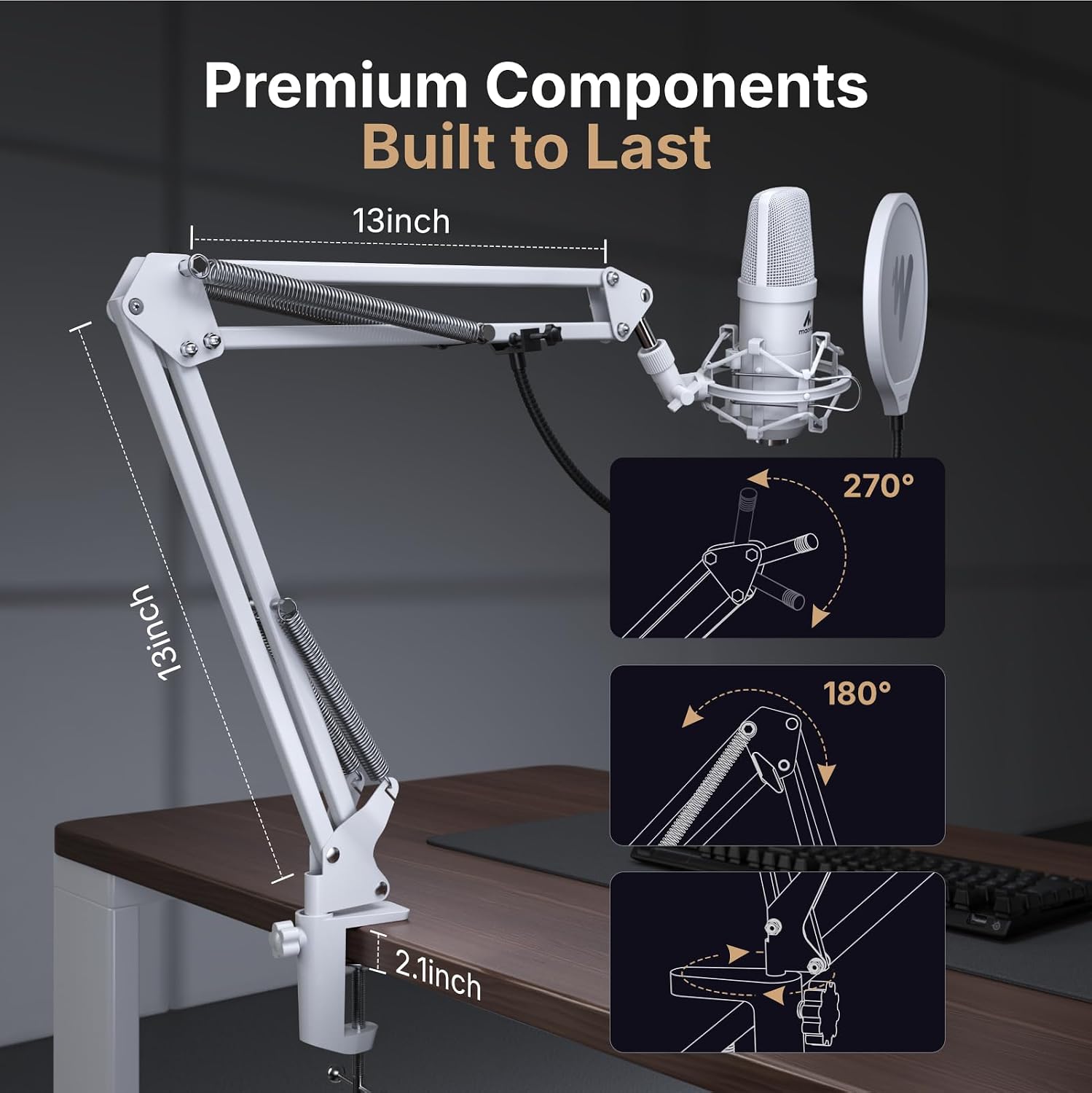 Thumbnail 6 de MAONO AU-A04 White USB Condenser Microphone Kit, Cardioid, 192kHz/24-bit