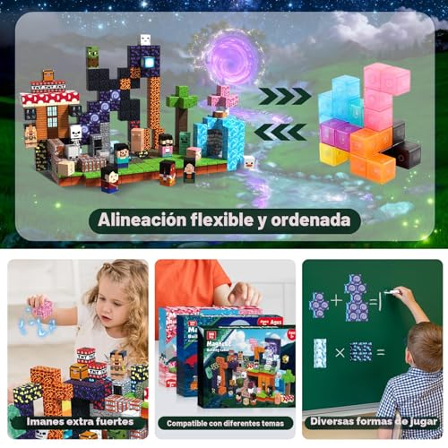 Detalle de Magneverse Bloques Magnéticos de Construcción para Niños (300 Piezas) – Construye Aventuras en Equipo