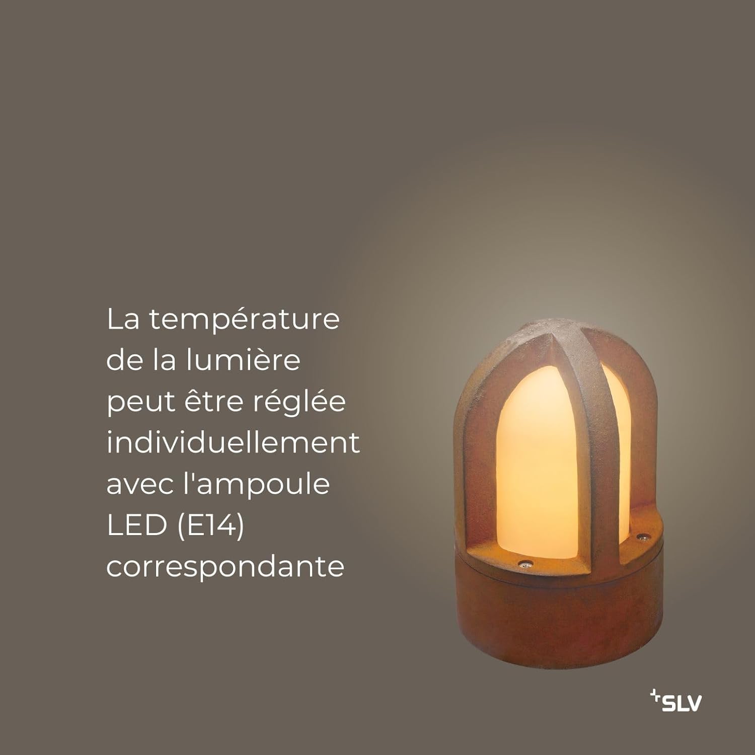 Detalle de SLV Rusty Cone 24 lampe sur pied extérieure E14 en acier rouillé – éclairage décoratif pour jardin et terrasse