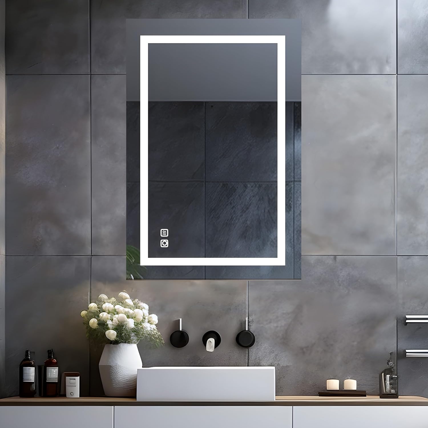 Detalle de LISA Miroir de Salle de Bain LED 90 x 60 cm – Miroir mural lumineux avec éclairage et anti-buée