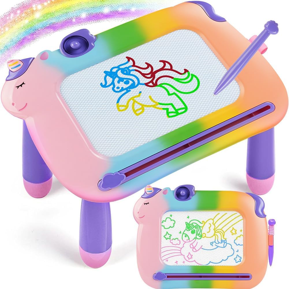 Detalle de OFFCUP Magnetische Maltafel Kinder Zaubertafel ab 3 Jahr – buntes Lernspielzeug mit Stempel (Einhorn)