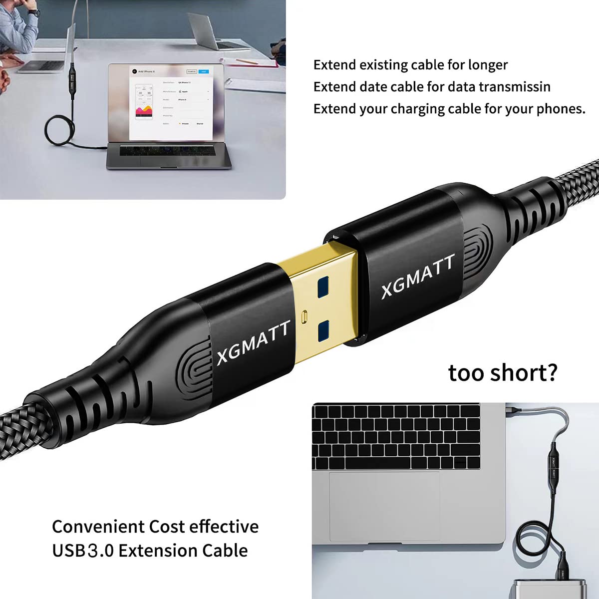 Thumbnail 4 de XGMATT USB 3.0 Extension Cable 2m pack
